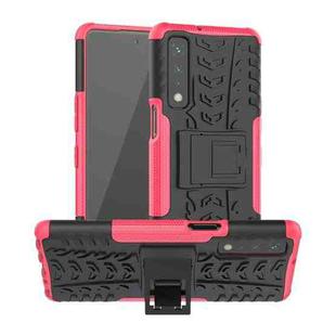For LG Stylo 7 5G Tire Texture Shockproof TPU+PC Protective Case with Holder(Pink)