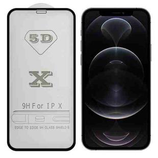 For iPhone 12 / 12 Pro 9H 5D Full Glue Full Screen Tempered Glass Film(Black)