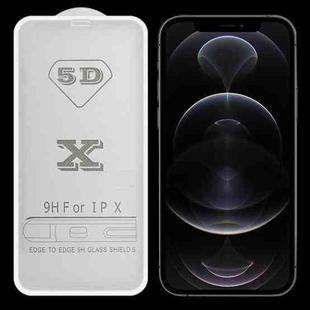 For iPhone 12 / 12 Pro 9H 5D Full Glue Full Screen Tempered Glass Film(White)