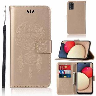 For Samsung Galaxy A02s EU Version Wind Chime Owl Embossing Pattern Horizontal Flip Leather Case with Holder & Card Slots & Wallet(Gold)