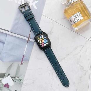 Big Head Buckle Leather Watch Band For Apple Watch Series 8&7 41mm / SE 2&6&SE&5&4 40mm / 3&2&1 38mm(Blue)