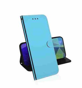 For Samsung Galaxy A02s(EU Version) Lmitated Mirror Surface Horizontal Flip Leather Case with Holder & Card Slots & Wallet & Lanyard(Blue)