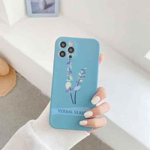 Shockproof Pattern TPU Protective Case For iPhone 11 Pro Max(Blue Background Literary Flowers)