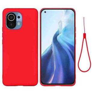 For Xiaomi Mi 11 5G Pure Color Liquid Silicone Shockproof Full Coverage Case(Red)