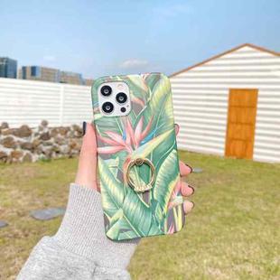 Painted Pattern Shockproof Case with Ring Holder For iPhone 12 / 12 Pro(Firebird Leaf)