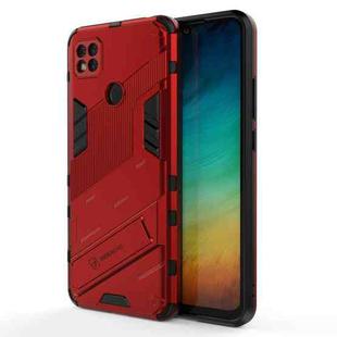 For Xiaomi Redmi 9C Punk Armor 2 in 1 PC + TPU Shockproof Case with Invisible Holder(Red)