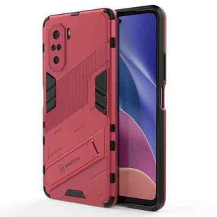 For Xiaomi Redmi K40 / K40 Pro Punk Armor 2 in 1 PC + TPU Shockproof Case with Invisible Holder(Light Red)