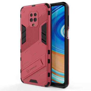 For Xiaomi Redmi Note 9 Pro Max Punk Armor 2 in 1 PC + TPU Shockproof Case with Invisible Holder(Light Red)