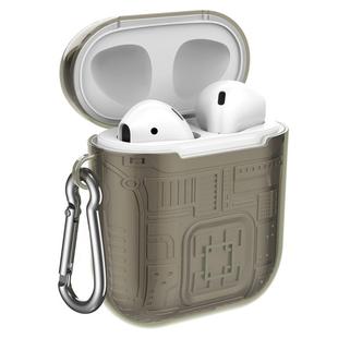 For Apple AirPods 1 PC + TPU Mars Translucent Armor Textured Earphone Protective Case with Anti-lost Buckle, Support Wireless Charging(Tawny)
