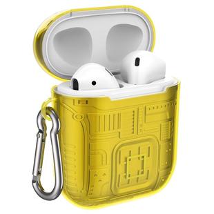 For Apple AirPods 1 PC + TPU Mars Translucent Armor Textured Earphone Protective Case with Anti-lost Buckle, Support Wireless Charging(Gold)