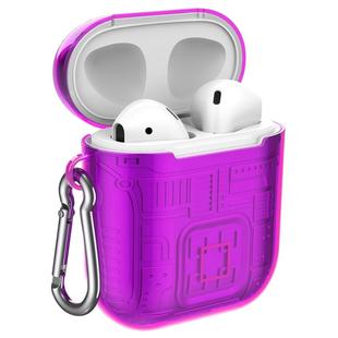 For Apple AirPods 1 PC + TPU Mars Translucent Armor Textured Earphone Protective Case with Anti-lost Buckle, Support Wireless Charging(Purple)