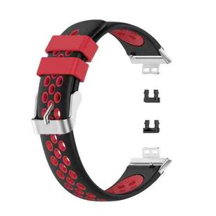 For Huawei Watch Fit 18mm Clasp Style Silicone Two-color Watch Band(Black+Red)
