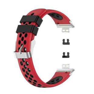 For Huawei Watch Fit 18mm Clasp Style Silicone Two-color Watch Band(Red+Black)