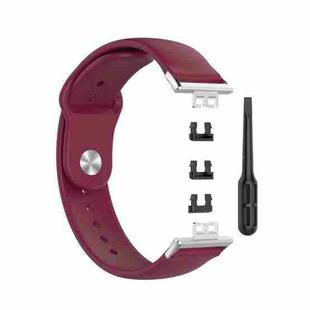 For Huawei Watch Fit 18mm Back Buckle Style Silicone Solid Color Watch Band(Wine Red)