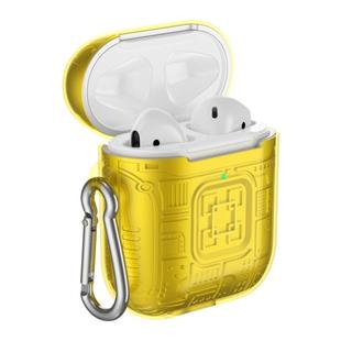 For Apple AirPods 2 PC + TPU Mars Translucent Armor Textured Earphone Protective Case with Anti-lost Buckle, Support Wireless Charging(Gold)
