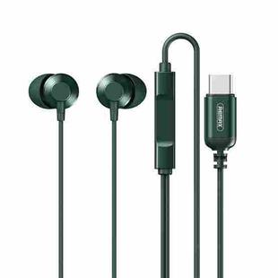 REMAX RM-512a USB-C / Type-C Metal  In-ear Wired Earphone, Support Music & Call, Not For Samsung Phones(Green)