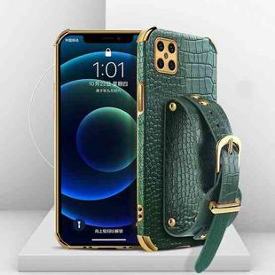 For Huawei Nova 8 SE Electroplated TPU Crocodile Pattern Leather Case with Wrist Strap(Green)