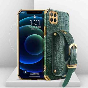 For Huawei Enjoy 20 Electroplated TPU Crocodile Pattern Leather Case with Wrist Strap(Green)