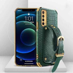 For Huawei Enjoy 20 SE Electroplated TPU Crocodile Pattern Leather Case with Wrist Strap(Green)