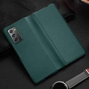 For Samsung Galaxy Z Fold2 5G Exclusive Series Carbon Fiber Texture Horizontal Flip PU Leather Case(Green)