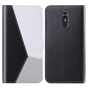 For LG Q Stylo 4 / Q8 Tricolor Stitching Horizontal Flip TPU + PU Leather Case with Holder & Card Slots & Wallet(Black)