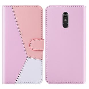 For LG Q Stylo 4 / Q8 Tricolor Stitching Horizontal Flip TPU + PU Leather Case with Holder & Card Slots & Wallet(Pink)