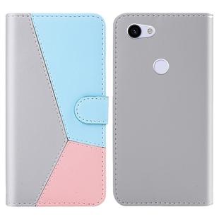 For Google Pixel 3a Tricolor Stitching Horizontal Flip TPU + PU Leather Case with Holder & Card Slots & Wallet(Grey)