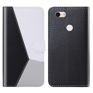 For Google Pixel 3a XL Tricolor Stitching Horizontal Flip TPU + PU Leather Case with Holder & Card Slots & Wallet(Black)