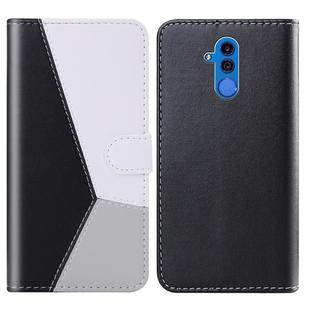 For Huawei Mate 20 Lite Tricolor Stitching Horizontal Flip TPU + PU Leather Case with Holder & Card Slots & Wallet(Black)