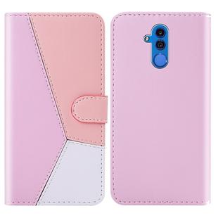 For Huawei Mate 20 Lite Tricolor Stitching Horizontal Flip TPU + PU Leather Case with Holder & Card Slots & Wallet(Pink)