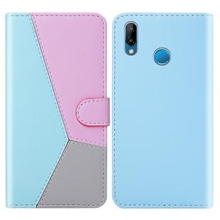 For Huawei P20 Lite Tricolor Stitching Horizontal Flip TPU + PU Leather Case with Holder & Card Slots & Wallet(Blue)