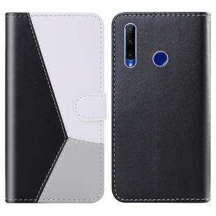 For Huawei Honor 10 Lite Tricolor Stitching Horizontal Flip TPU + PU Leather Case with Holder & Card Slots & Wallet(Black)