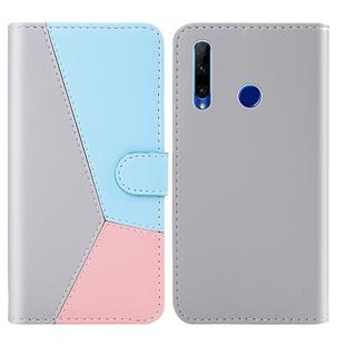 For Huawei Honor 10 Lite Tricolor Stitching Horizontal Flip TPU + PU Leather Case with Holder & Card Slots & Wallet(Grey)