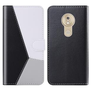 For Motorola Moto G7 Play Tricolor Stitching Horizontal Flip TPU + PU Leather Case with Holder & Card Slots & Wallet(Black)