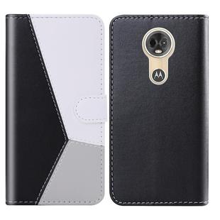 For Motorola Moto G7 Power Tricolor Stitching Horizontal Flip TPU + PU Leather Case with Holder & Card Slots & Wallet(Black)