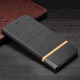 For Nokia 8.3 5G Canvas Three-color Stitching Business Horizontal Flip Leather Case with Holder & Card Slot(Black)