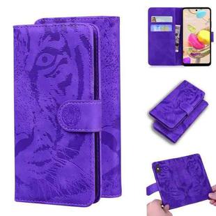 For LG K42 Tiger Embossing Pattern Horizontal Flip Leather Case with Holder & Card Slots & Wallet(Purple)
