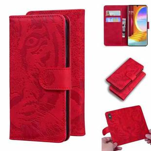 For LG Velvet / G9 Tiger Embossing Pattern Horizontal Flip Leather Case with Holder & Card Slots & Wallet(Red)