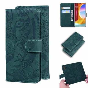 For LG Velvet / G9 Tiger Embossing Pattern Horizontal Flip Leather Case with Holder & Card Slots & Wallet(Green)