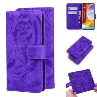 For LG Velvet / G9 Tiger Embossing Pattern Horizontal Flip Leather Case with Holder & Card Slots & Wallet(Purple)