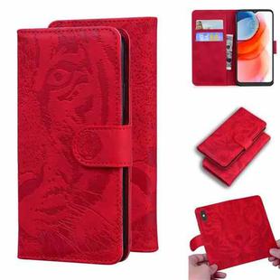 For Motorola Moto G Play (2021) Tiger Embossing Pattern Horizontal Flip Leather Case with Holder & Card Slots & Wallet(Red)