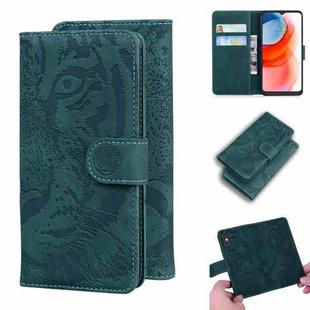 For Motorola Moto G Play (2021) Tiger Embossing Pattern Horizontal Flip Leather Case with Holder & Card Slots & Wallet(Green)