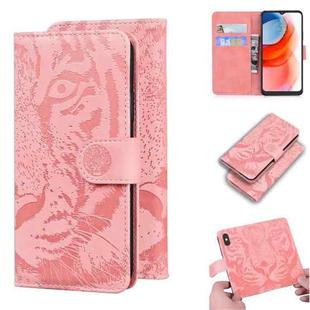 For Motorola Moto G Play (2021) Tiger Embossing Pattern Horizontal Flip Leather Case with Holder & Card Slots & Wallet(Pink)