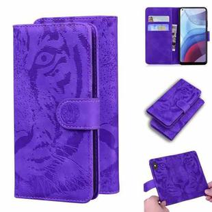 For Motorola Moto G Power (2021) Tiger Embossing Pattern Horizontal Flip Leather Case with Holder & Card Slots & Wallet(Purple)