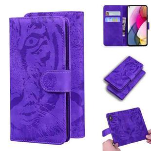 For Motorola Moto G Stylus (2021) Tiger Embossing Pattern Horizontal Flip Leather Case with Holder & Card Slots & Wallet(Purple)