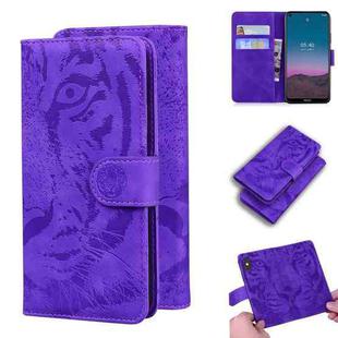 For Nokia 5.4 Tiger Embossing Pattern Horizontal Flip Leather Case with Holder & Card Slots & Wallet(Purple)