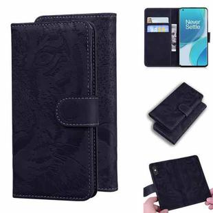 For OnePlus 9 Tiger Embossing Pattern Horizontal Flip Leather Case with Holder & Card Slots & Wallet(Black)