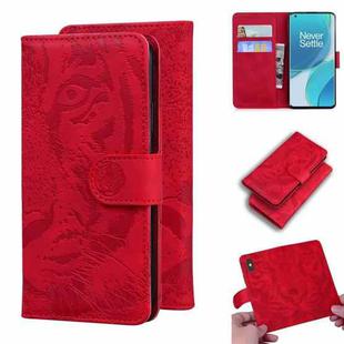For OnePlus 9 Pro Tiger Embossing Pattern Horizontal Flip Leather Case with Holder & Card Slots & Wallet(Red)