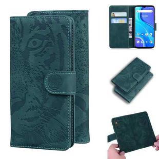 For UMIDIGI A7S Tiger Embossing Pattern Horizontal Flip Leather Case with Holder & Card Slots & Wallet(Green)
