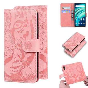 For UMIDIGI A9 Pro Tiger Embossing Pattern Horizontal Flip Leather Case with Holder & Card Slots & Wallet(Pink)